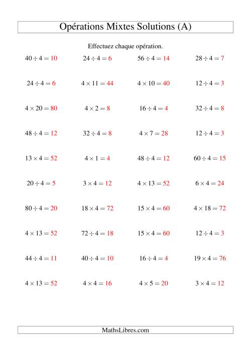 Multiplication et division -- Règles de 4 (variation 1 à 20) (A) page 2