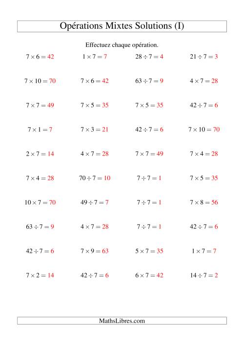 Multiplication et division -- Règles de 7 (variation 1 à 10) (I) page 2