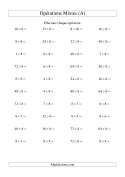 Multiplication et division -- Règles de 8 (variation 1 à 10)