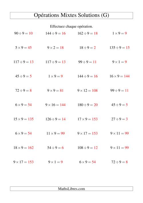 Multiplication et division -- Règles de 9 (variation 1 à 20) (G) page 2