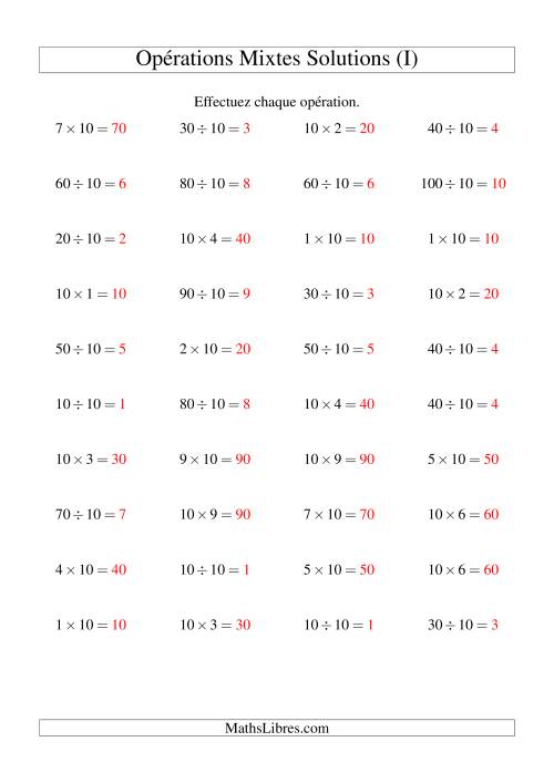 Multiplication et division -- Règles de 10 (variation 1 à 10) (I) page 2