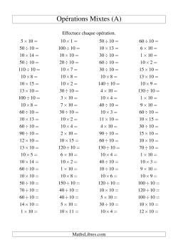 Multiplication et division -- Règles de 10 (variation 1 à 15)