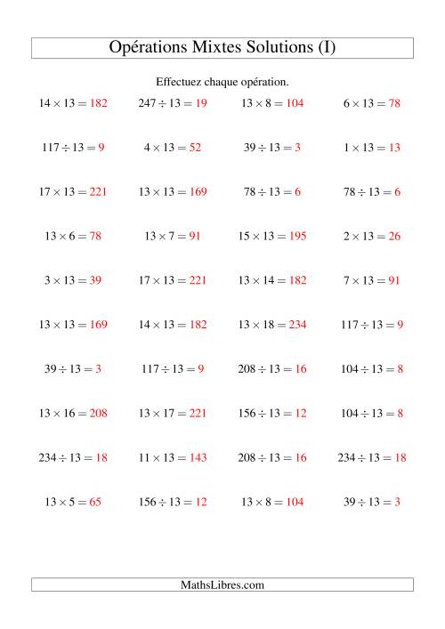 Multiplication et division -- Règles de 13 (variation 1 à 20) (I) page 2
