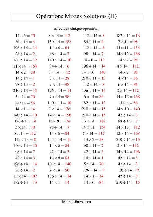 Multiplication et division -- Règles de 14 (variation 1 à 15) (H) page 2