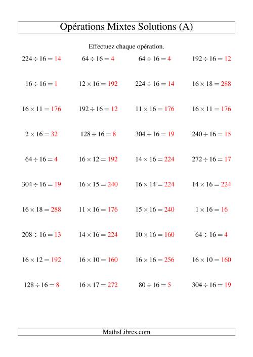 Multiplication et division -- Règles de 16 (variation 1 à 20) (A) page 2