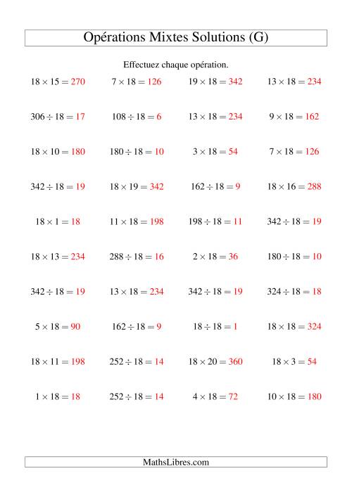Multiplication et division -- Règles de 18 (variation 1 à 20) (G) page 2