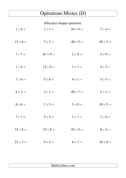 Multiplication et Division -- Règles 1 à 9 (D)