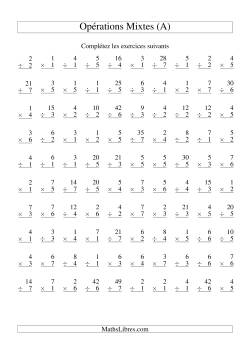 Multiplication et Division -- Variation 1 à 7