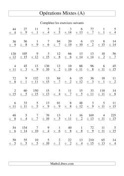 Multiplication et Division -- Variation 1 à 15