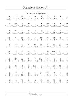 Multiplication et Division -- Règles de 8 (Variation 1 à 15)