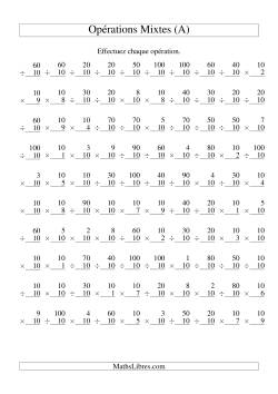 Multiplication et Division -- Règles de 10 (Variation 1 à 10)