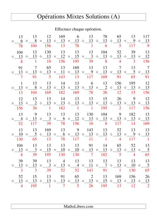 Multiplication et Division -- Règles de 13 (Variation 1 à 15) (A) page 2