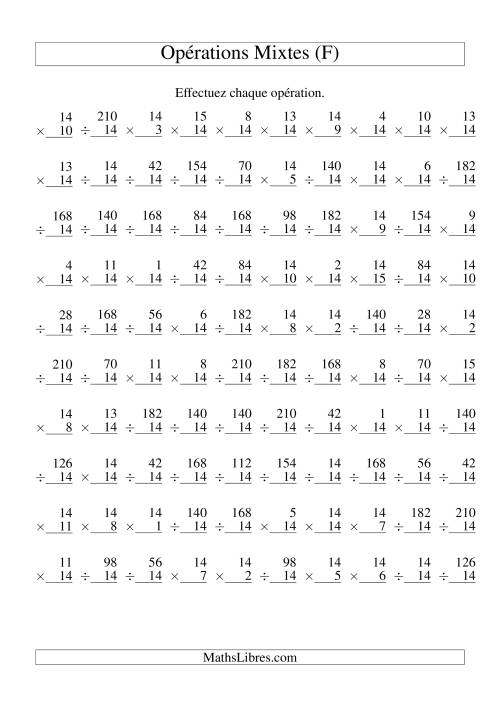 Multiplication et Division -- Règles de 14 (Variation 1 à 15) (F)