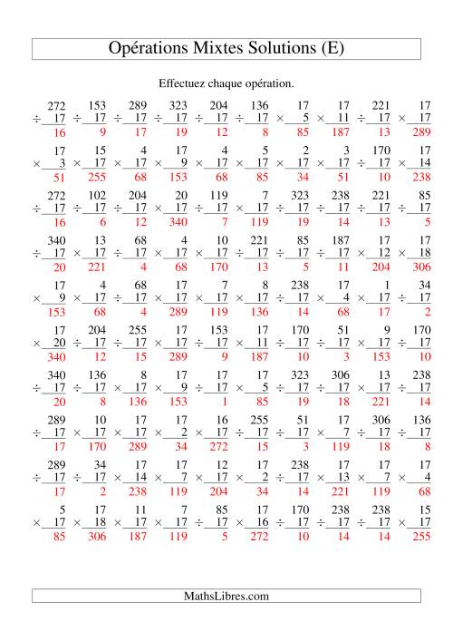 Multiplication et Division -- Règles de 17 (Variation 1 à 20) (E) page 2
