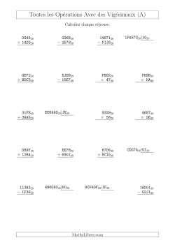 Toutes les Opérations avec des Nombres Vigésimaux (Base 20)