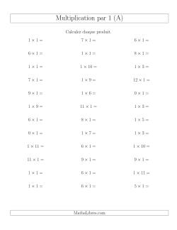 Règles de Multiplication Individuelles -- Multiplication par 1 -- Variation 0 à 12