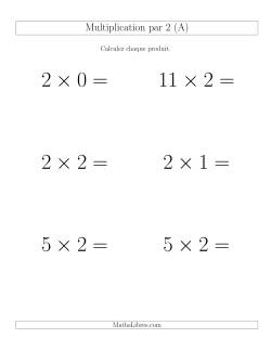 Règles de Multiplication Individuelles -- Multiplication par 2 -- Variation 0 à 12