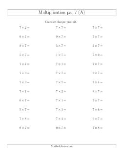 Règles de Multiplication Individuelles -- Multiplication par 7 -- Variation 0 à 9