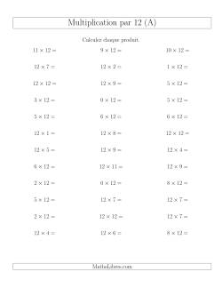 Règles de Multiplication Individuelles -- Multiplication par 12 -- Variation 0 à 12