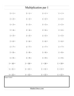 Multiplications Répétées -- Multiplication par 1