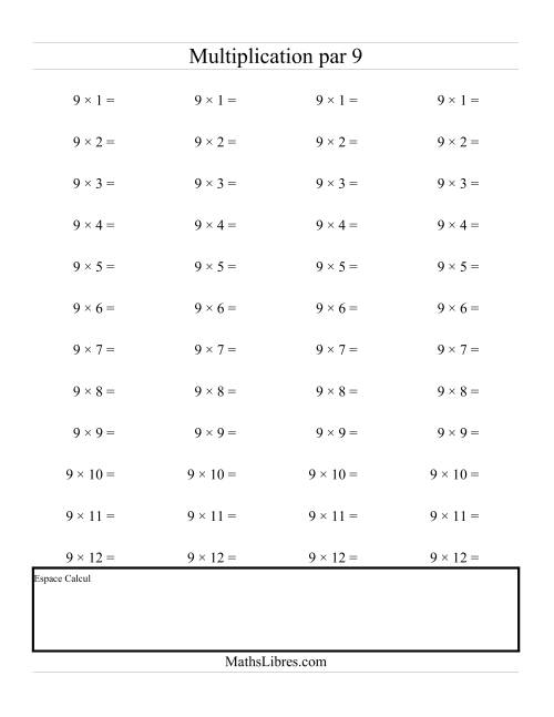 Multiplications Répétées -- Multiplication par 9 (I)