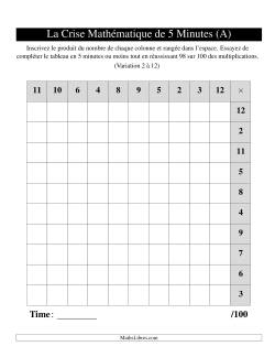 « La Crise Mathématique » de 5 Minutes -- Une grille par page (Variation 2 à 12) (Version gauche)