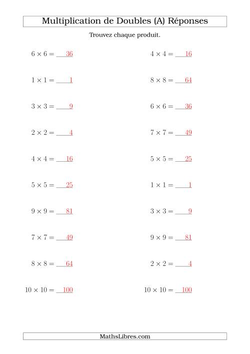 Multiplication de Doubles Jusqu'à 10 x 10 (A) page 2