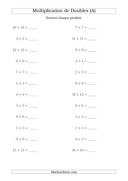 Multiplication de Doubles Jusqu'à 12 x 12