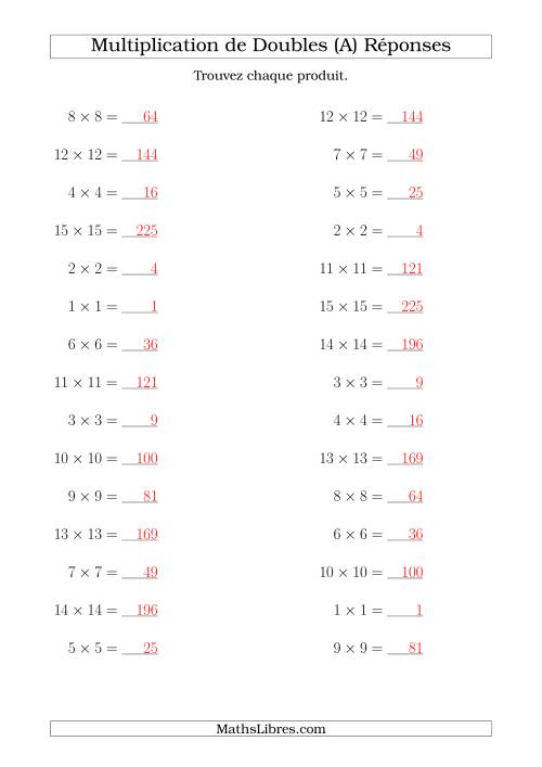 Multiplication de Doubles Jusqu'à 20 x 20 (Tout) page 2