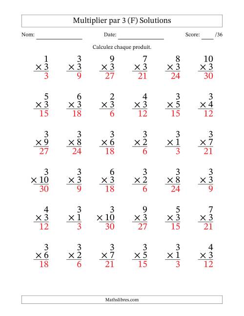 Multiplier (1 à 10) par 3 (36 Questions) (F) page 2