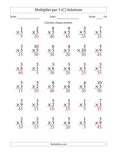 Multiplier (1 à 10) par 5 (36 Questions) (C) page 2