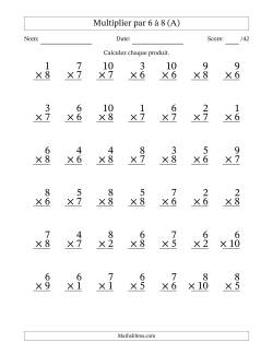 Multiplier (1 à 10) par 6 à 8 (42 Questions)