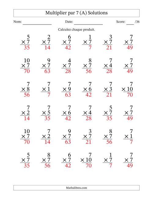 Multiplier (1 à 10) par 7 (36 Questions) (Tout) page 2