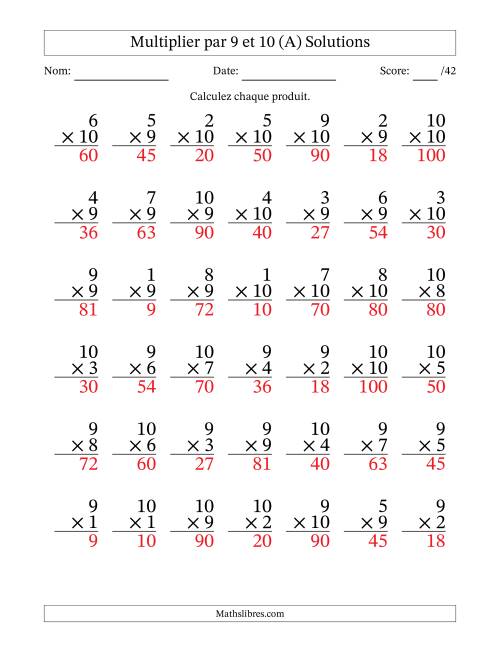 Multiplier (1 à 10) par 9 et 10 (42 Questions) (Tout) page 2