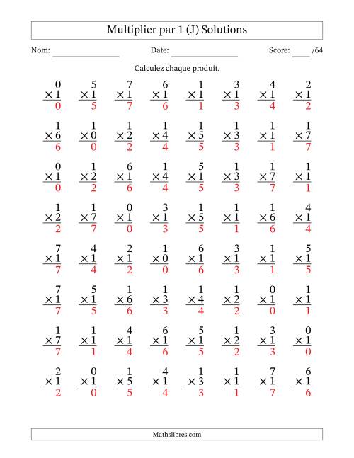 Multiplier (0 à 7) par 1 (64 Questions) (J) page 2