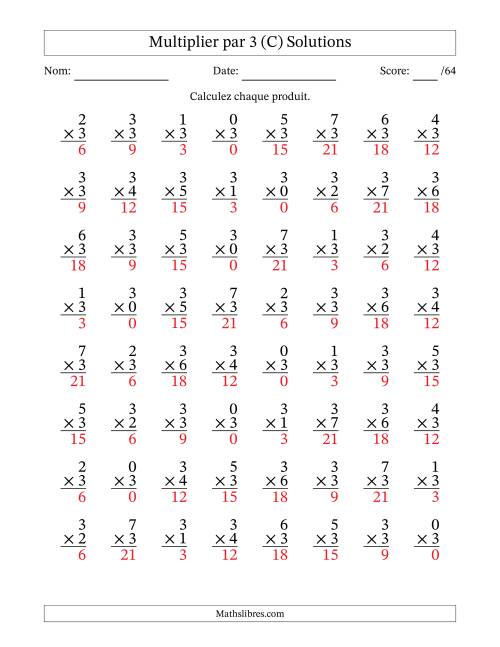 Multiplier (0 à 7) par 3 (64 Questions) (C) page 2