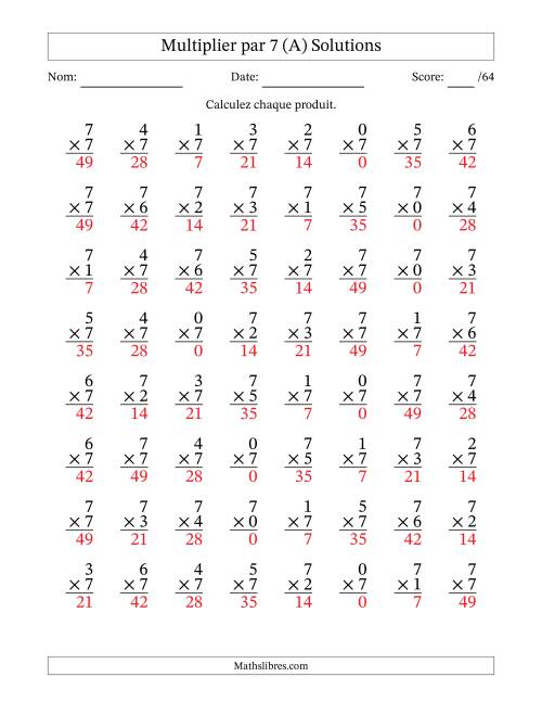 Multiplier (0 à 7) par 7 (64 Questions) (Tout) page 2