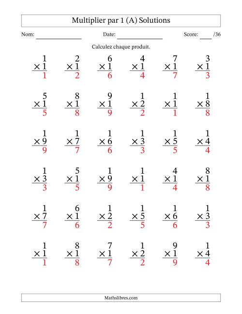 Multiplier (1 à 9) par 1 (36 Questions) (Tout) page 2