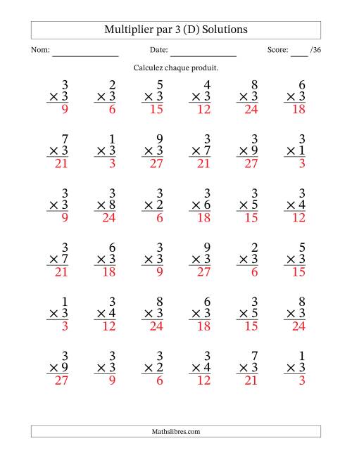 Multiplier (1 à 9) par 3 (36 Questions) (D) page 2