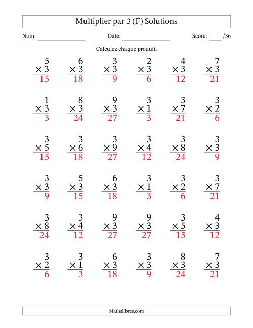 Multiplier (1 à 9) par 3 (36 Questions) (F) page 2