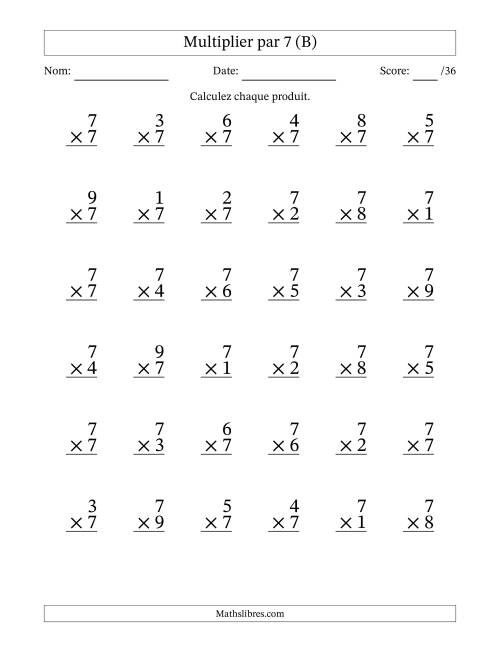 Multiplier (1 à 9) par 7 (36 Questions) (B)