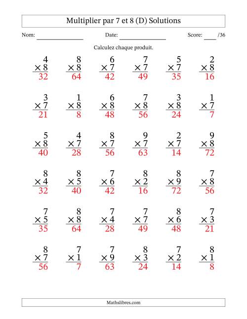 Multiplier (1 à 9) par 7 et 8 (36 Questions) (D) page 2
