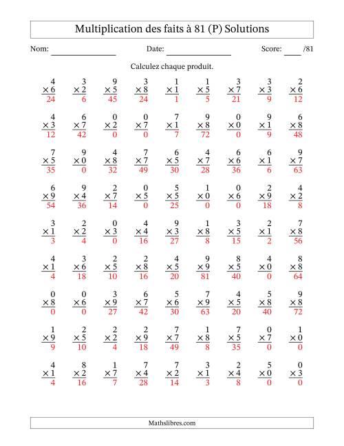 Multiplication des faits à 81 (81 Questions) (Avec zéros) (P) page 2