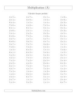 Règles de Multiplication -- Règles jusqu'à 49