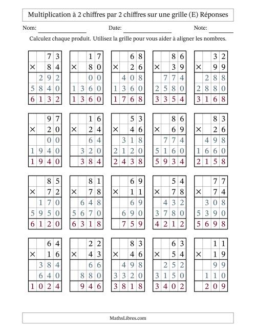 Multiplication à 2 chiffres par 2 chiffres avec le support d'une grille (E) page 2