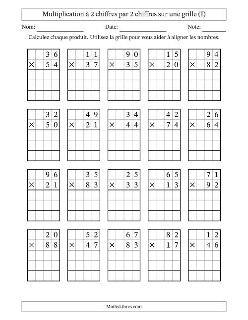 Multiplication à 2 chiffres par 2 chiffres avec le support d'une grille (I)
