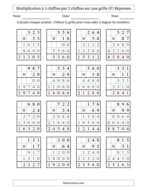 Multiplication à 3 chiffres par 2 chiffres avec le support d'une grille (F) page 2