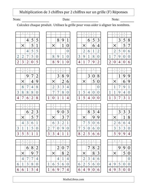 Multiplication de 3 chiffres par 2 chiffres avec l'aide d'une grille avec retenue (F) page 2