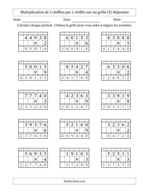 Multiplication de 5 chiffres par 1 chiffre avec l'aide d'une grille avec retenue (E) page 2