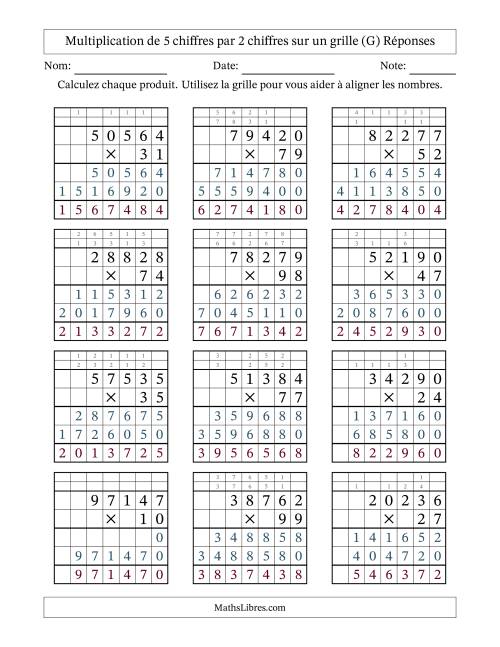 Multiplication de 5 chiffres par 2 chiffres avec l'aide d'une grille avec retenue (G) page 2